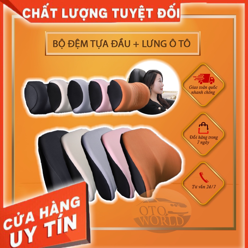 BỘ GỐI TỰA ĐẦU LƯNG CHO Ô TÔ SANG TRỌNG, BÔNG GIỮ NHIỆT ÊM ÁI, DỄ CHỊU CHỐNG ĐAU MỎI XƯƠNG KHỚP KHI ĐI ĐƯỜNG