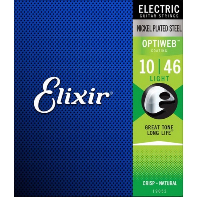 Elixir Strings 19052 Nickel Plated Steel Electric Strings, Optiweb, Light, 10-46