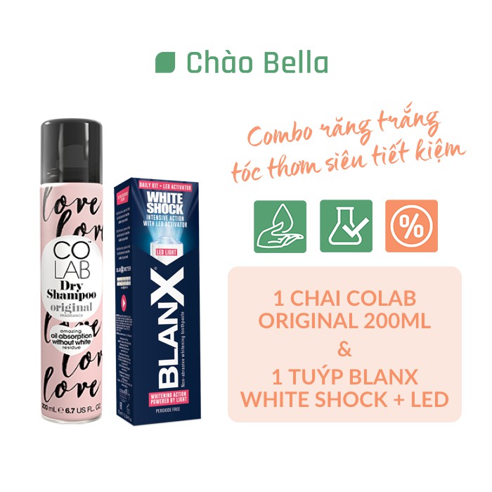 [Colab x Blanx] Combo Dầu Gội Khô Colab Origianl 200ml và Kem Đánh Răng Làm Trắng Răng Blanx 50ml - @chaobella