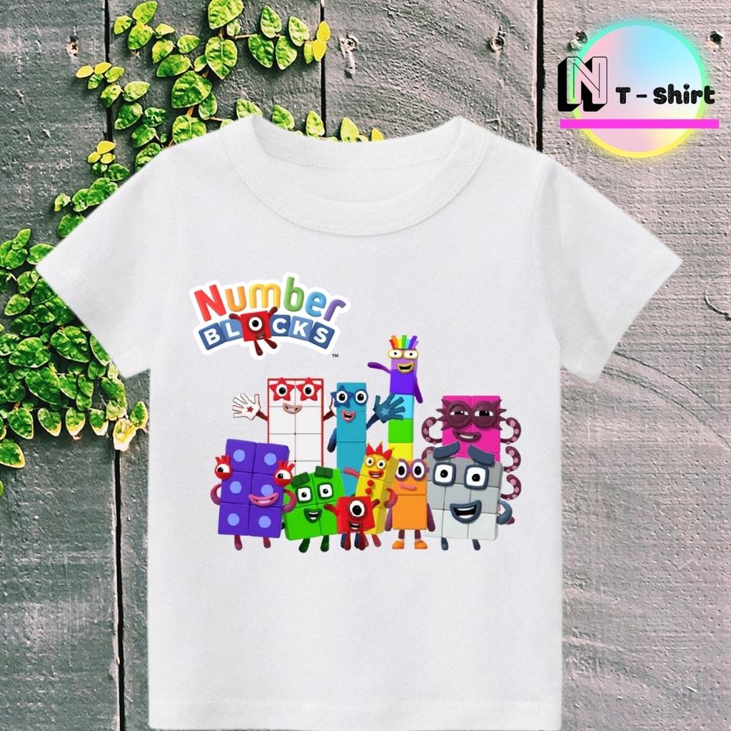 Áo thun cho bé trai và bé gái in hình hoạt hình Number Blocks dễ thương, chất liệu cotton mềm mịn thoáng mát NTShirt 01