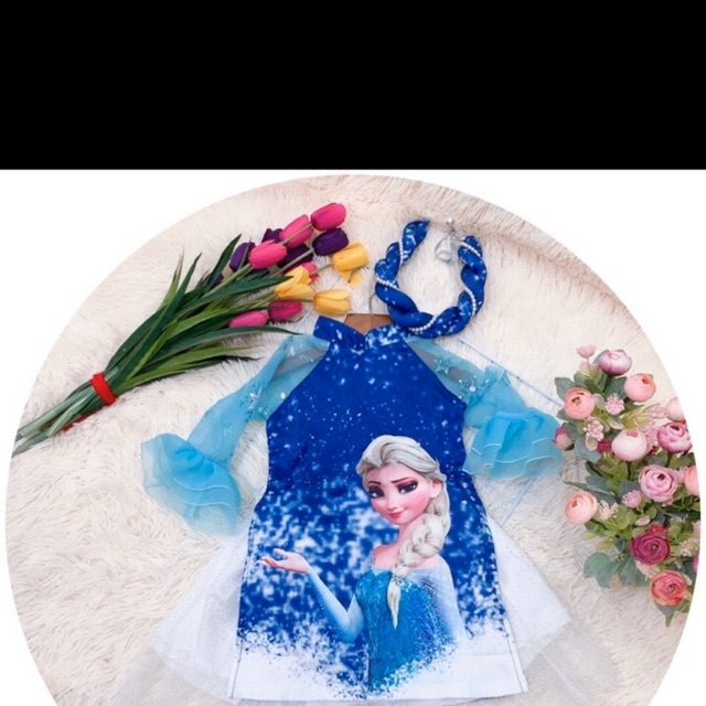 Áo dài elsa xanh da trời