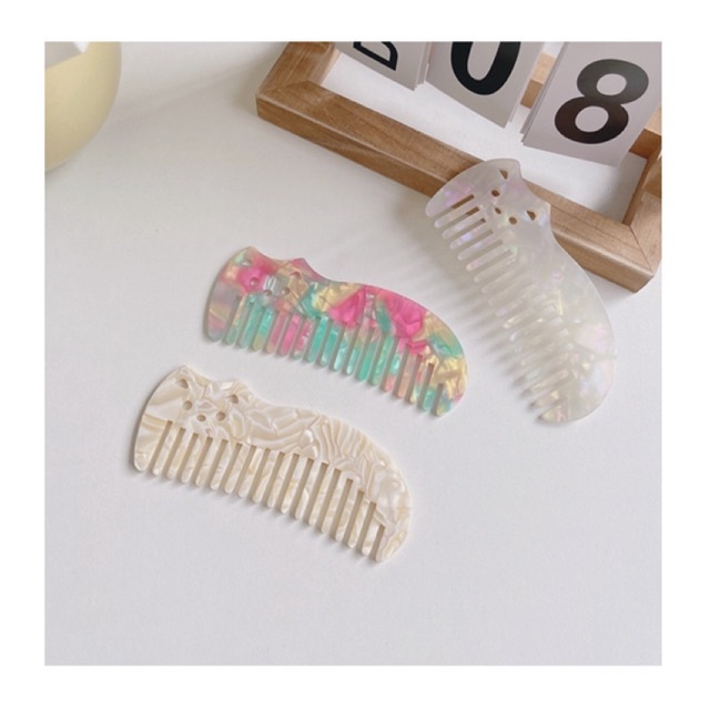 Lược Cầm Tay Hình Mèo Họa Tiết Vân Đá Phong Cách Hàn Quốc Dễ Thương