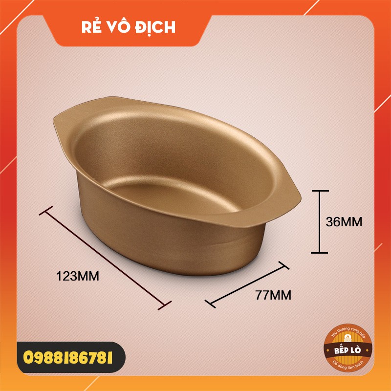 Khuôn oval chống dính mini vàng có tay cầm [SIÊU RẺ] nướng bánh bông lan phô mai - HÀNG MỚI VỀ