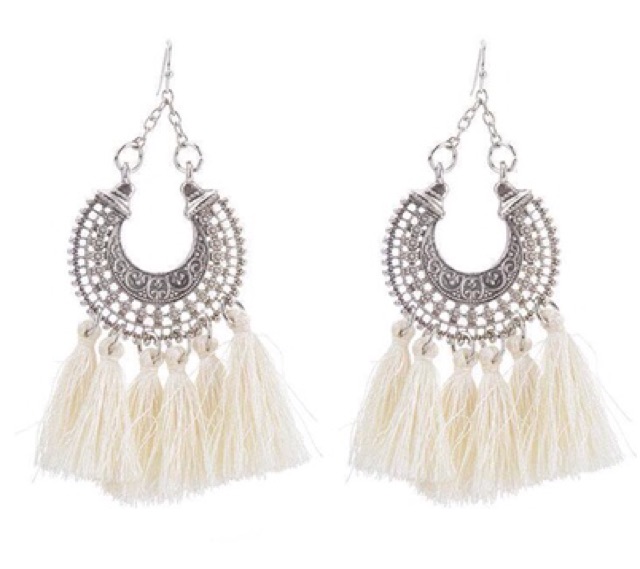 Bông tai tua rua Hoa tai boho vintage