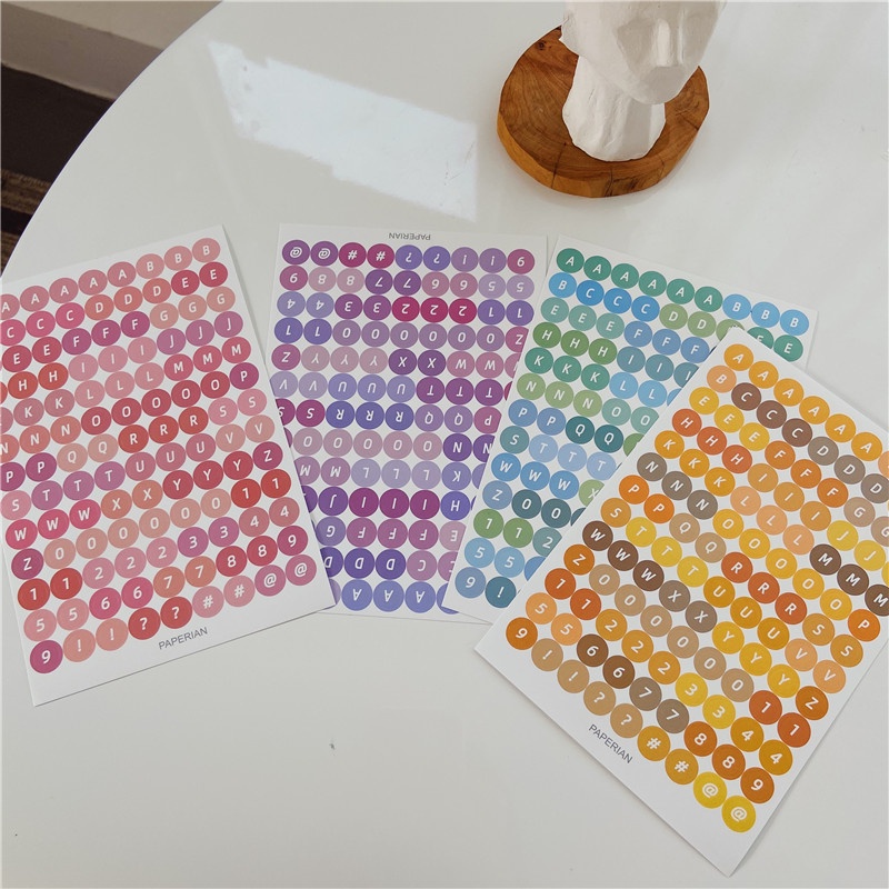 Miếng Dán Trang Trí album Nhiều Màu Sắc Hình Tròn/ Chữ Cái/ Số Độc Đáo Tiện Dụng
