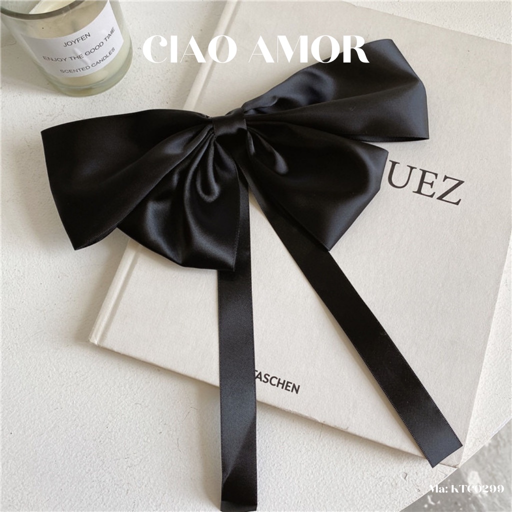 Kẹp tóc nữ, Kẹp tóc vải nơ bản có dây rũ Trang sức Ciao Amor Phụ kiện tóc - KTC0299