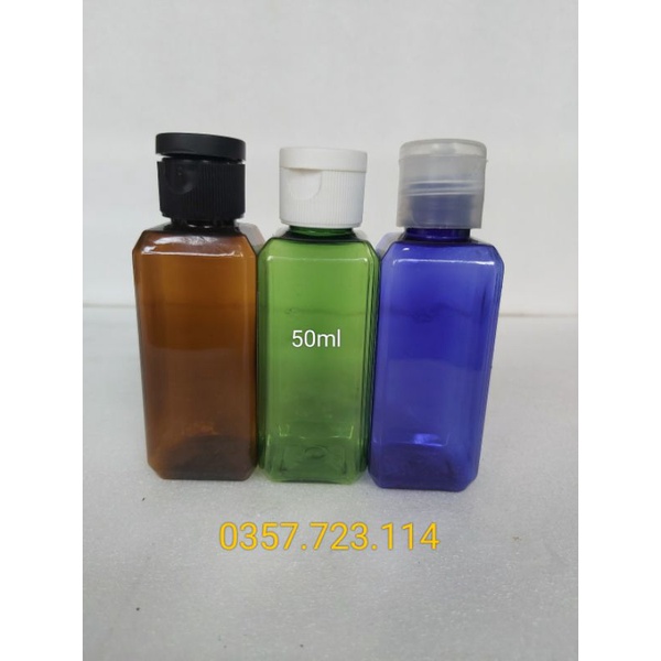 Chai nhựa vuông 50ml nâp bật