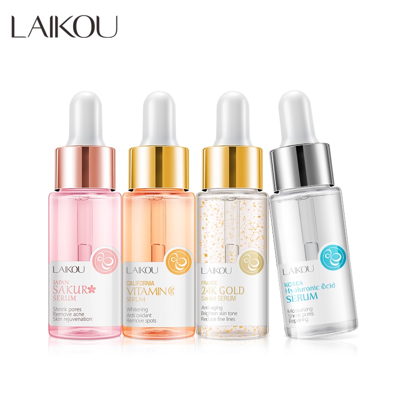 Serum LAIKOU Tinh Chất Hoa Anh Đào Nhật Bản/Axit Hyaluronic/Vàng 24K/Vitamin C Dưỡng Trắng Da Chống Lão Hóa