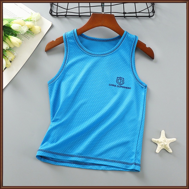 Áo Ba Lỗ Lưới Cotton Pha Thoáng Khí Nhanh Khô Cho Bé 3-8 Tuổi