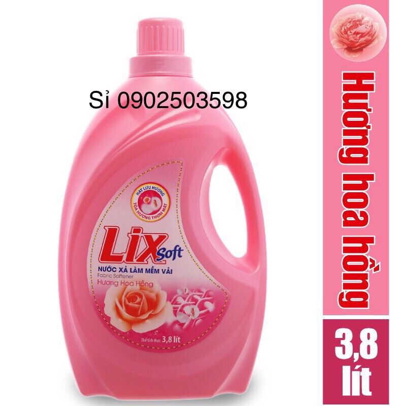 Nước xả vải Lix Soft hương Hoa hồng - 3,8l