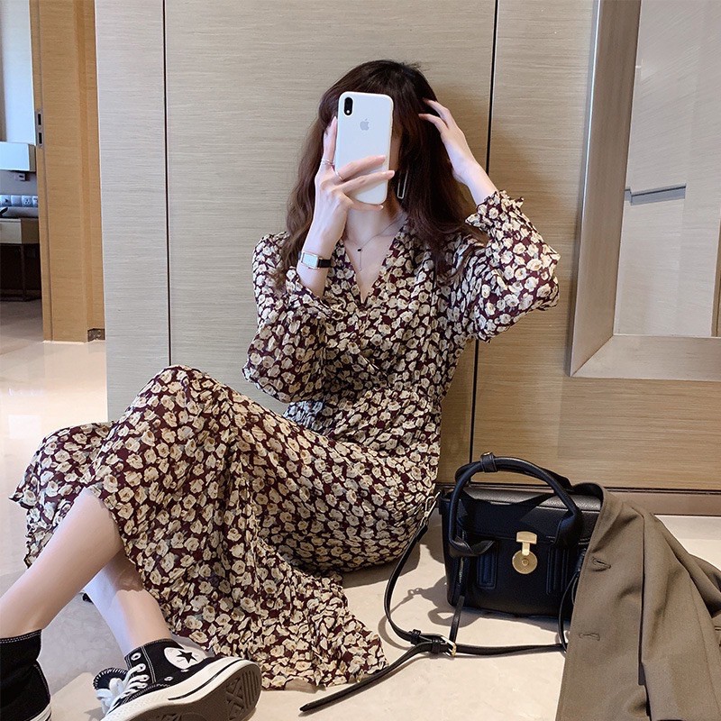 Váy Hoa Nhí Maxi Đốm Hoa To MS819