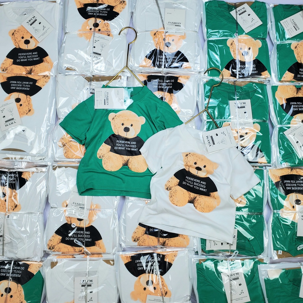 ÁO THUN COTTON GẤU IN 3D cực HÓT cho bé 8-20kg