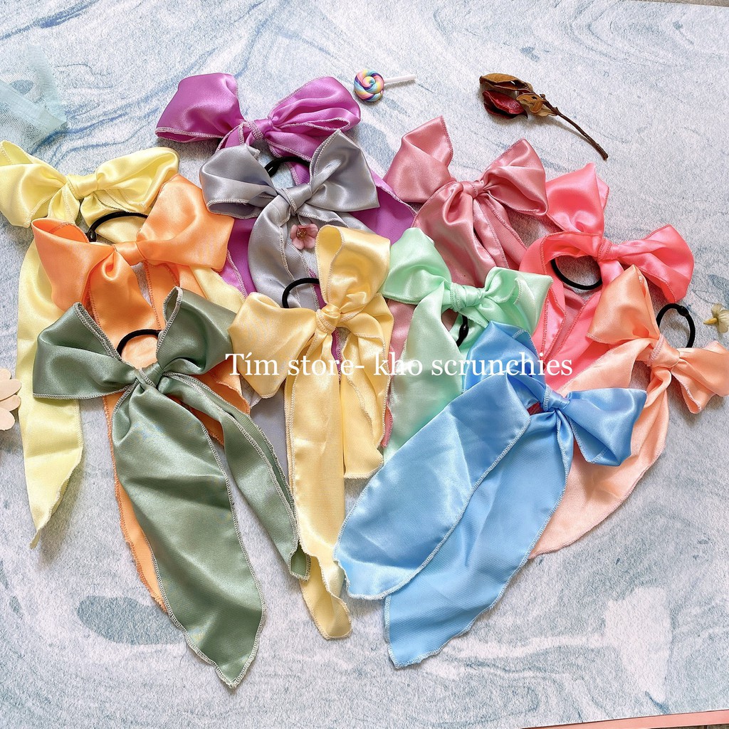 CỘT TÓC NƠ TIỂU THƯ SATIN BÓNG NHIỀU MÀU - SCRUNCHIES HOT TREND GIÁ RẺ