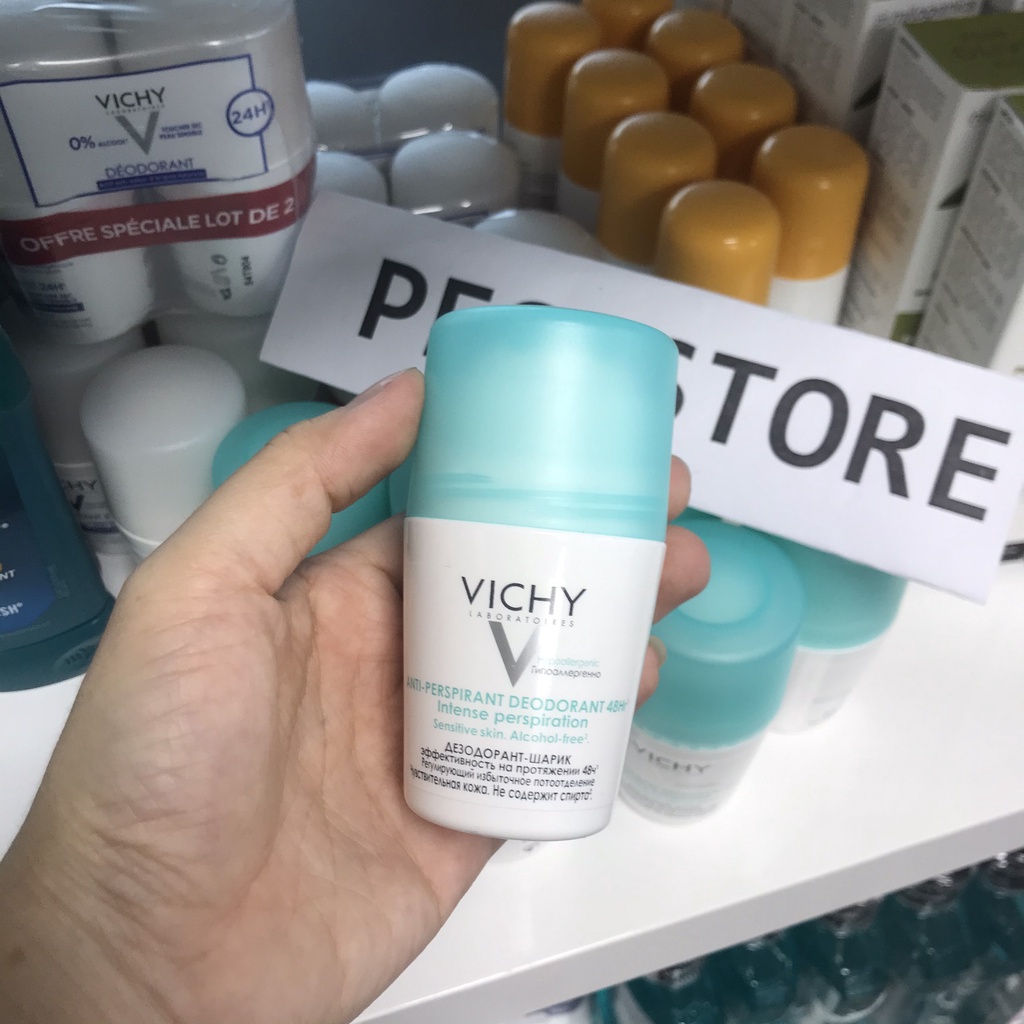 Lăn khử mùi Vichy lăn nách vichy nắp xanh/trắng/đỏ lăn khử mùi hôi nách 50ml