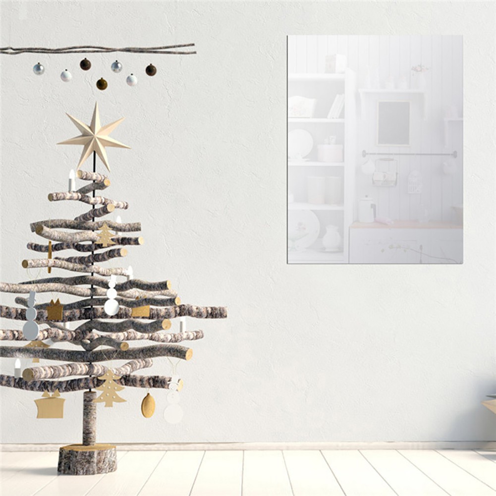 Set 4 Miếng Dán Acrylic Tráng Gương Hình Vuông Trang Trí Nhà Cửa/Phòng Khách