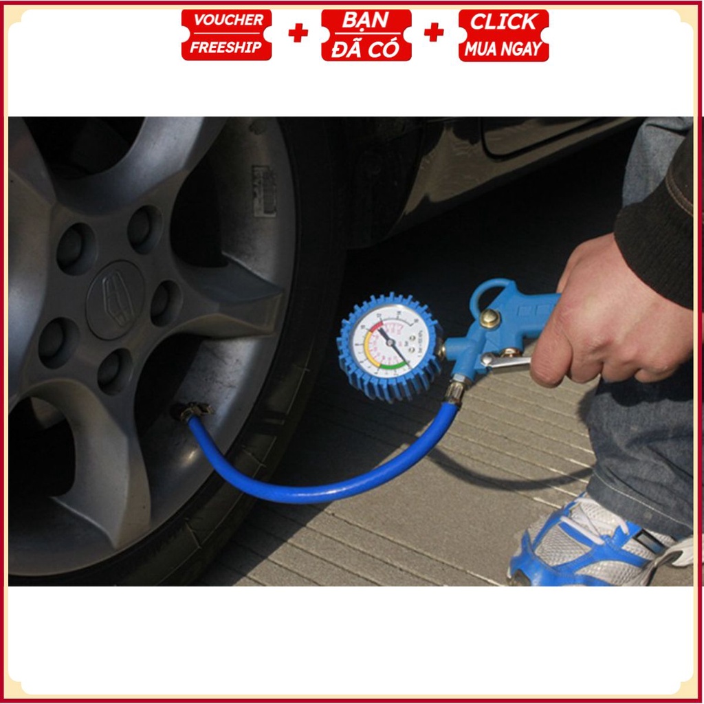 Đầu Bơm Hơi Có Đồng Hồ Đo Áp Suất - Máy Nén Khí