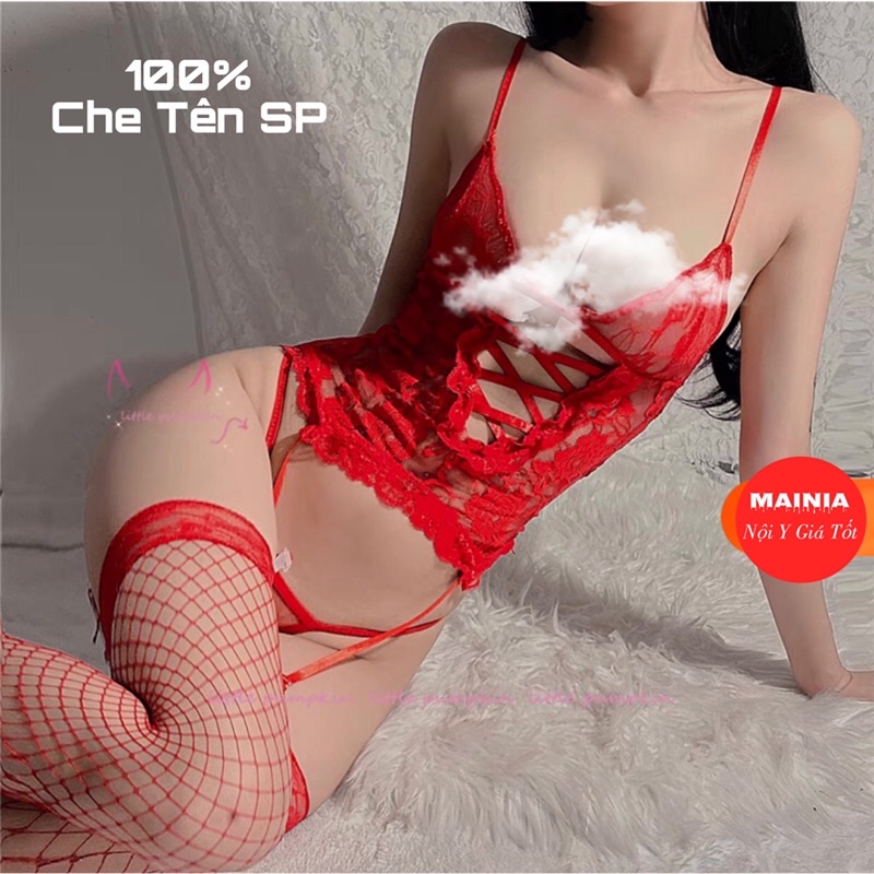 [Tặng Chíp] Bộ Đồ Ngủ Ren Lọt Khe Hở Đáy Xuyên Thấu Sexy Gợi Cảm Màu Đen Mainia Shop