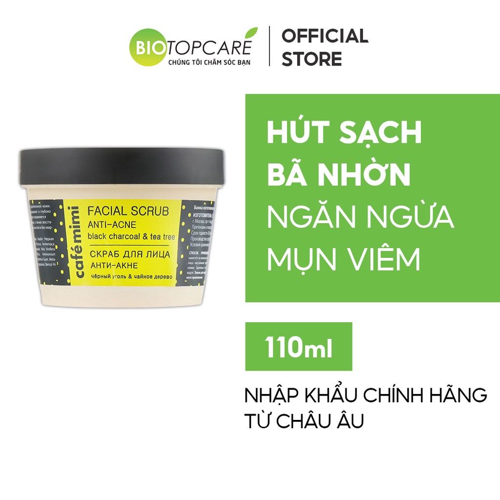 Tẩy tế bào chết da mặt CAFÉ MIMI Anti-acne ngăn ngừa mụn 110ml