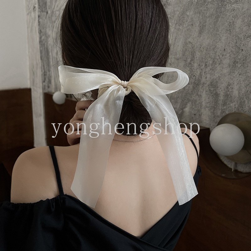 Dây Cột Tóc Co Giãn Đính Nơ Lưới Cỡ Lớn Thời Trang Cho Nữ