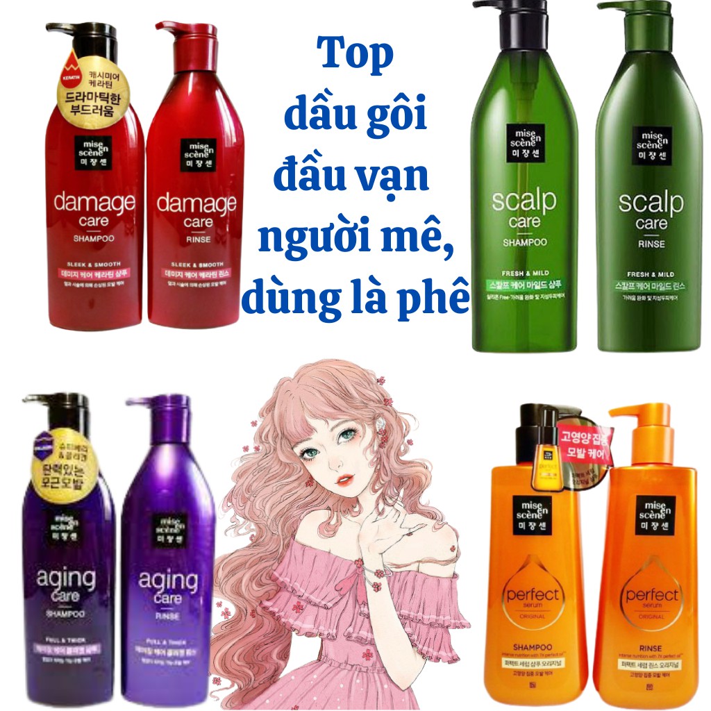 Dầu Gội Xả [Tóc Mượt 100%-Hàng AUTH] Dầu gội xả Mise En Scene Perfect Hair 680 ml