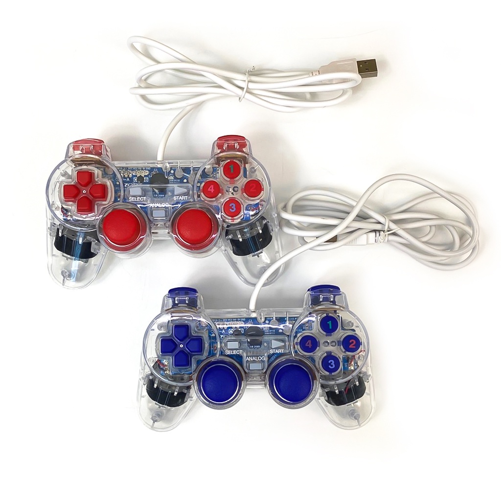 Tay cầm chơi game PC Cổng USB Có Đèn Led + Rung Trong Suốt SB-19 Chơi FO4, Genshin Impact, Pes 2022 -DC4824