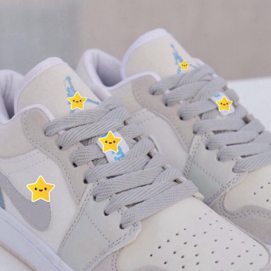 Giày Jordan Trắng Xám JD1 Cổ Thấp Gót Xanh Sneaker Nam Nữ Full Box Bill Q11 S11 | BigBuy360 - bigbuy360.vn