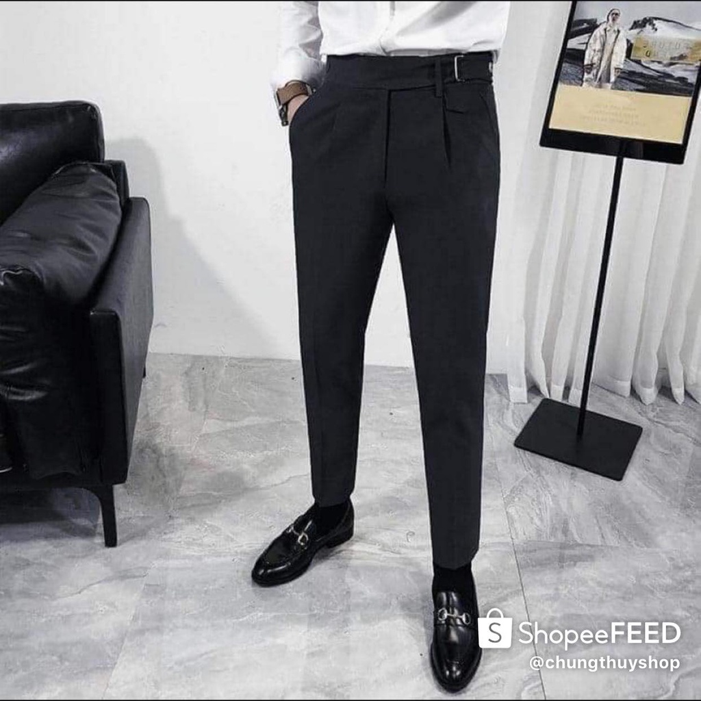 Quần Âu Tây Nam Đen, Xám Mix Đai 2 Bên Mẫu Mới Cao Cấp,Thay Thắt Lưng, Phong Cách Hàn Quốc , Mặc Lên Là Đẹp