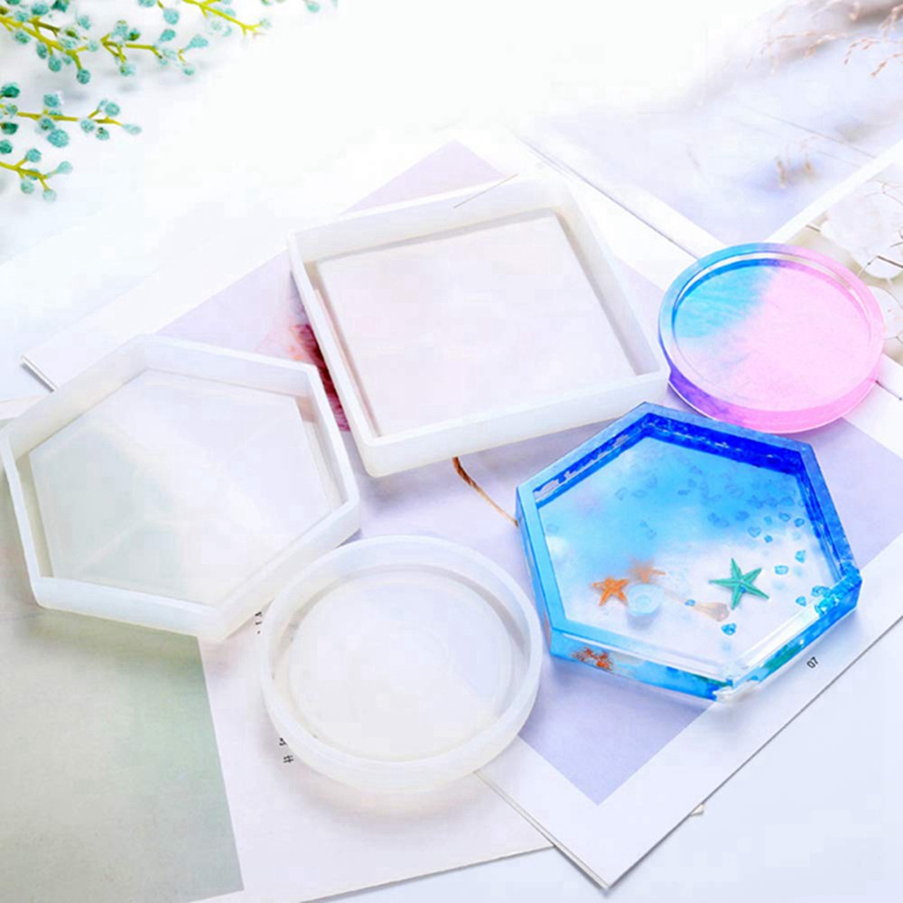 SEPTEMBER Resin Casting Soap Mould Hand Craft Clay Tool Coaster Mold Faceplate Base Transparent DIY Candy Making Silicone Square Home Decoration