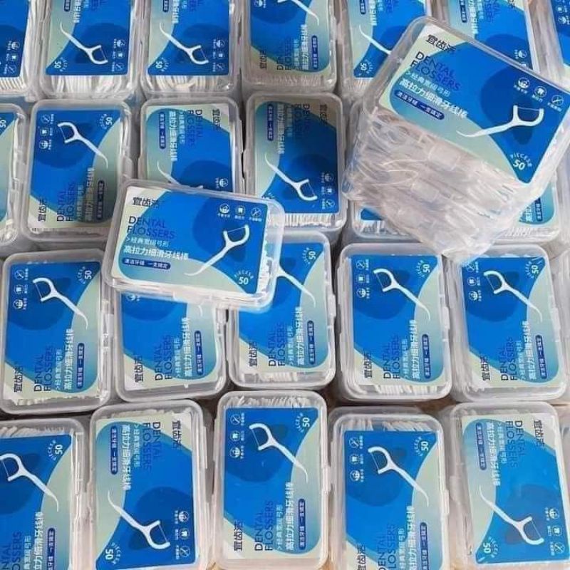 hộp 50 chỉ nha khoa , sạch răng miệng an toàn cho lợi