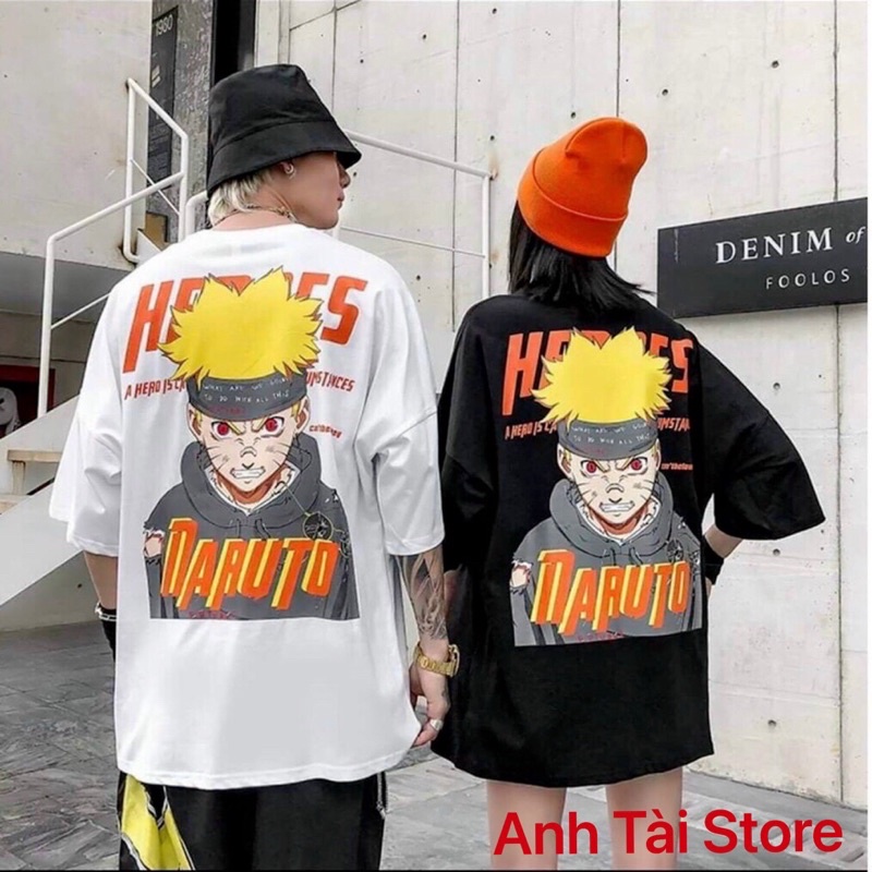 Áo thun tay lỡ phông Unisex nam nữ chất Premium Cotton oversize đến 70kg form rộng co dãn 4 chiều NARUTO. AH 221 | BigBuy360 - bigbuy360.vn