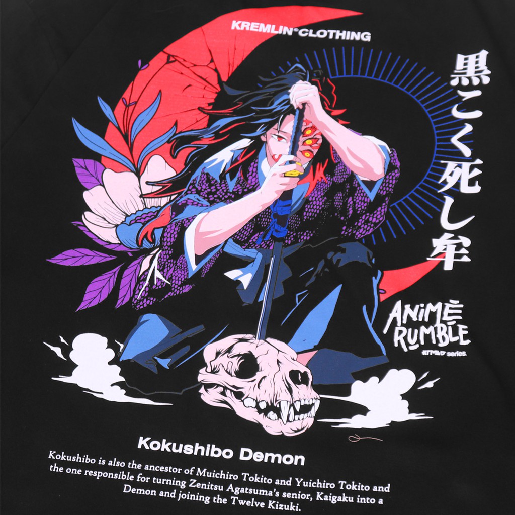 Áo Thun Tay Ngắn Dáng Rộng In Họa Tiết Hoạt Hình Demon Slayer Kokushibo Plus Size