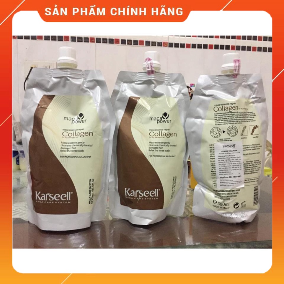 Combo 3 TÚI HẤP DẦU COLLAGEN KARSEELL MACA POWER SIÊU MỀM MƯỢT TÓC Ý 500ML