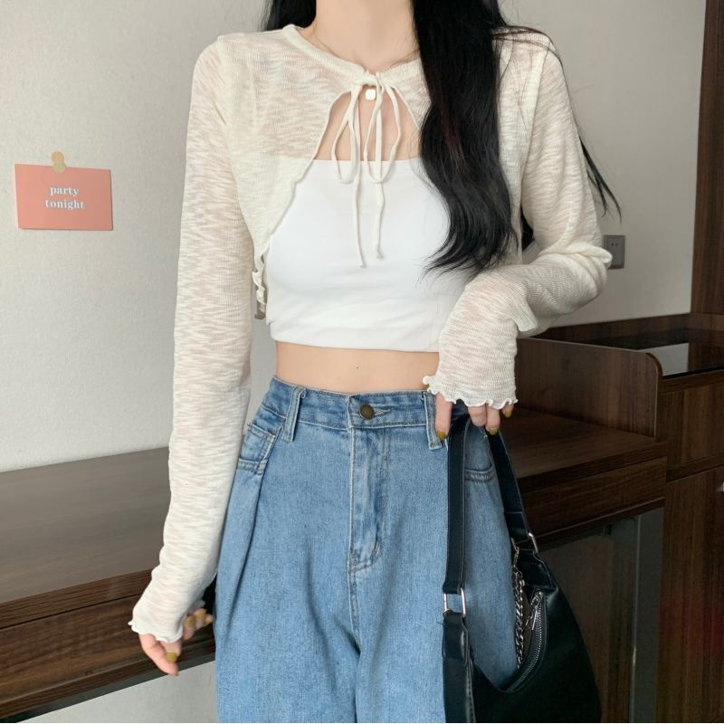 COZOK Áo Khoác Cardigan Tay Dài Chống Nắng Màu Sắc Đơn Giản
