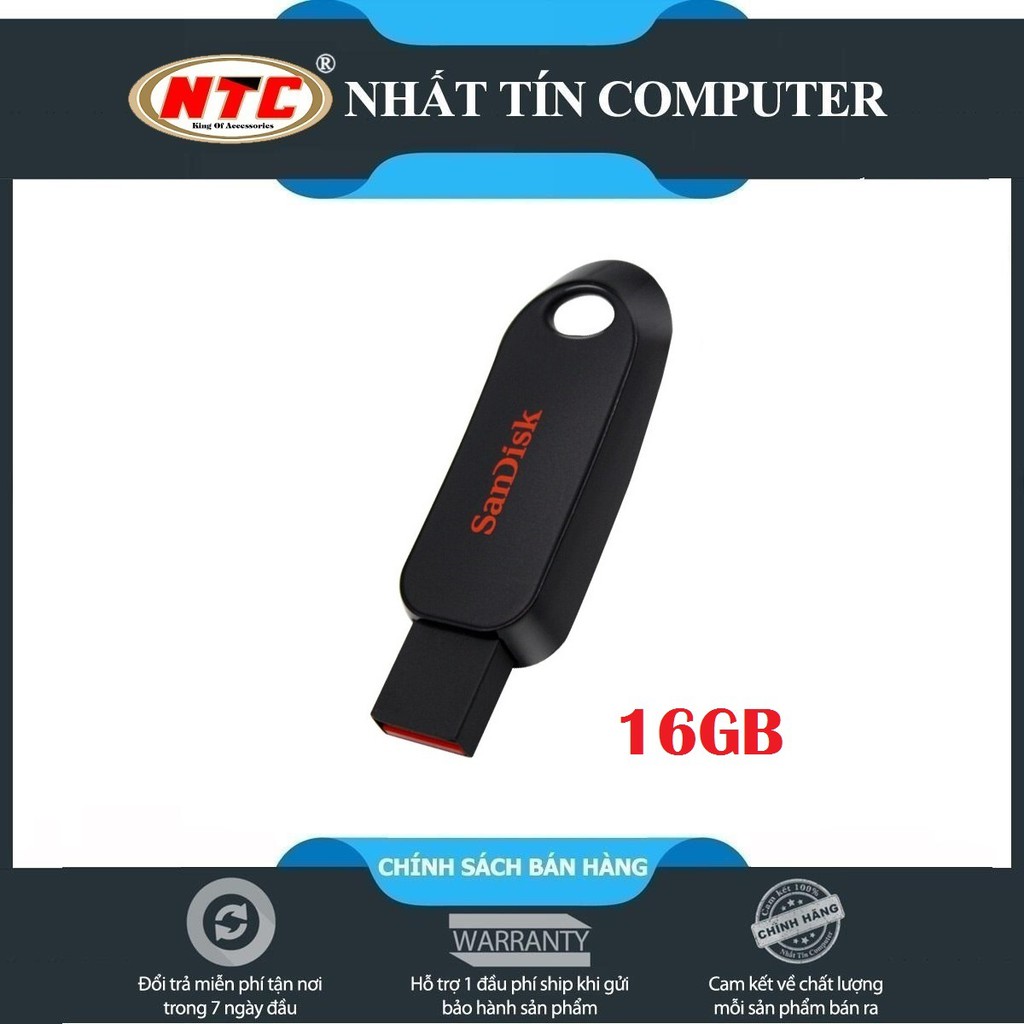 USB 2.0 Sandisk Cruzer Snap CZ62 16GB kiểu trượt (Đen)