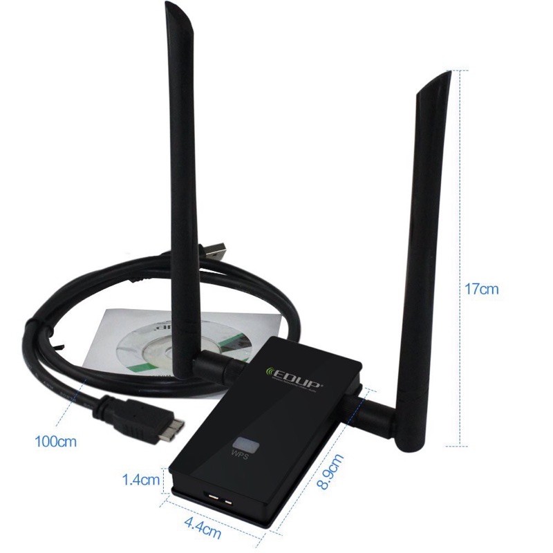 USB Wifi Edup - Bộ thu wifi 2 băng tần 2.4Ghz/5Ghz - Kết nối USB 3.0