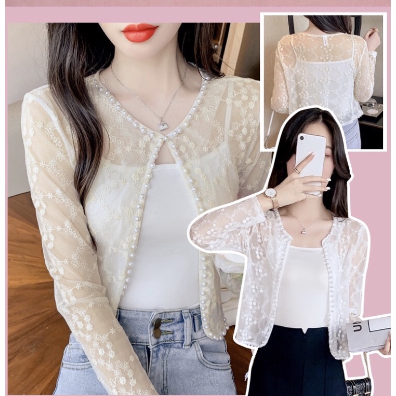 Áo choàng ren mùa hè cho váy, áo cardigan