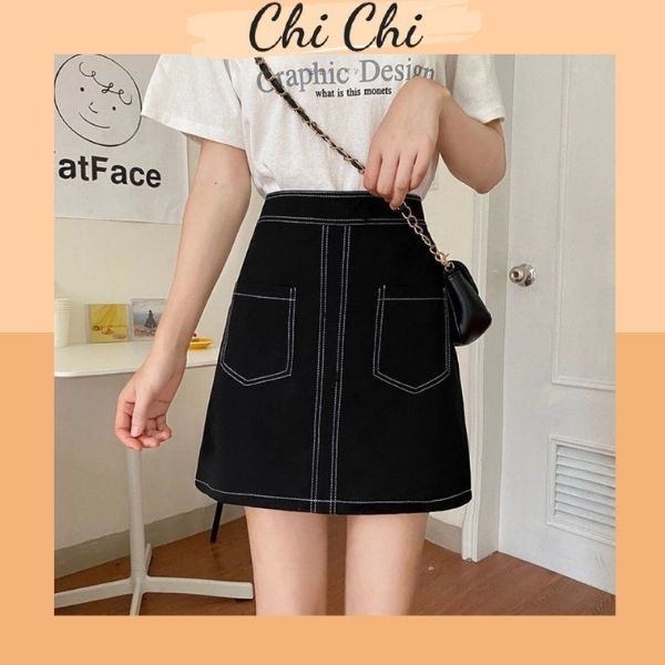 Chân váy chữ a lưng cao ,thiết kế hiện đại kiểu dáng Hàn Quốc mặc siêu đẹp VD3