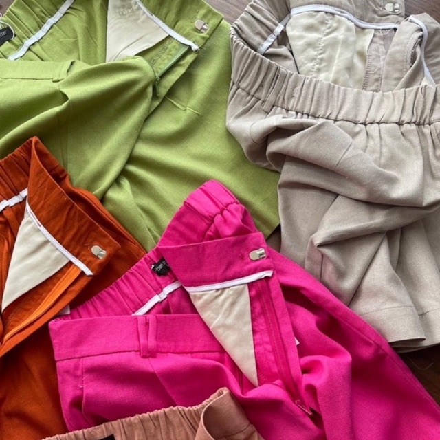 Quần short linen nữ. Hình thật shop chụp cận vải