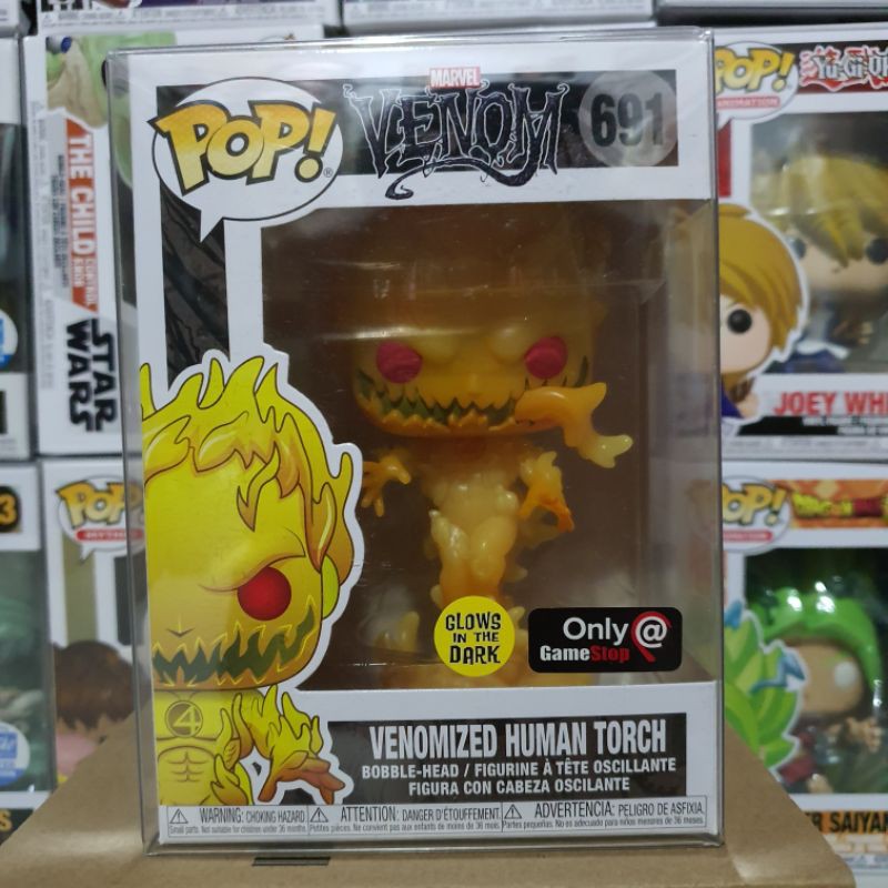Đồ chơi mô hình funko pop 691 Venomized Human Torch (Glow in the Dark) - Marvel