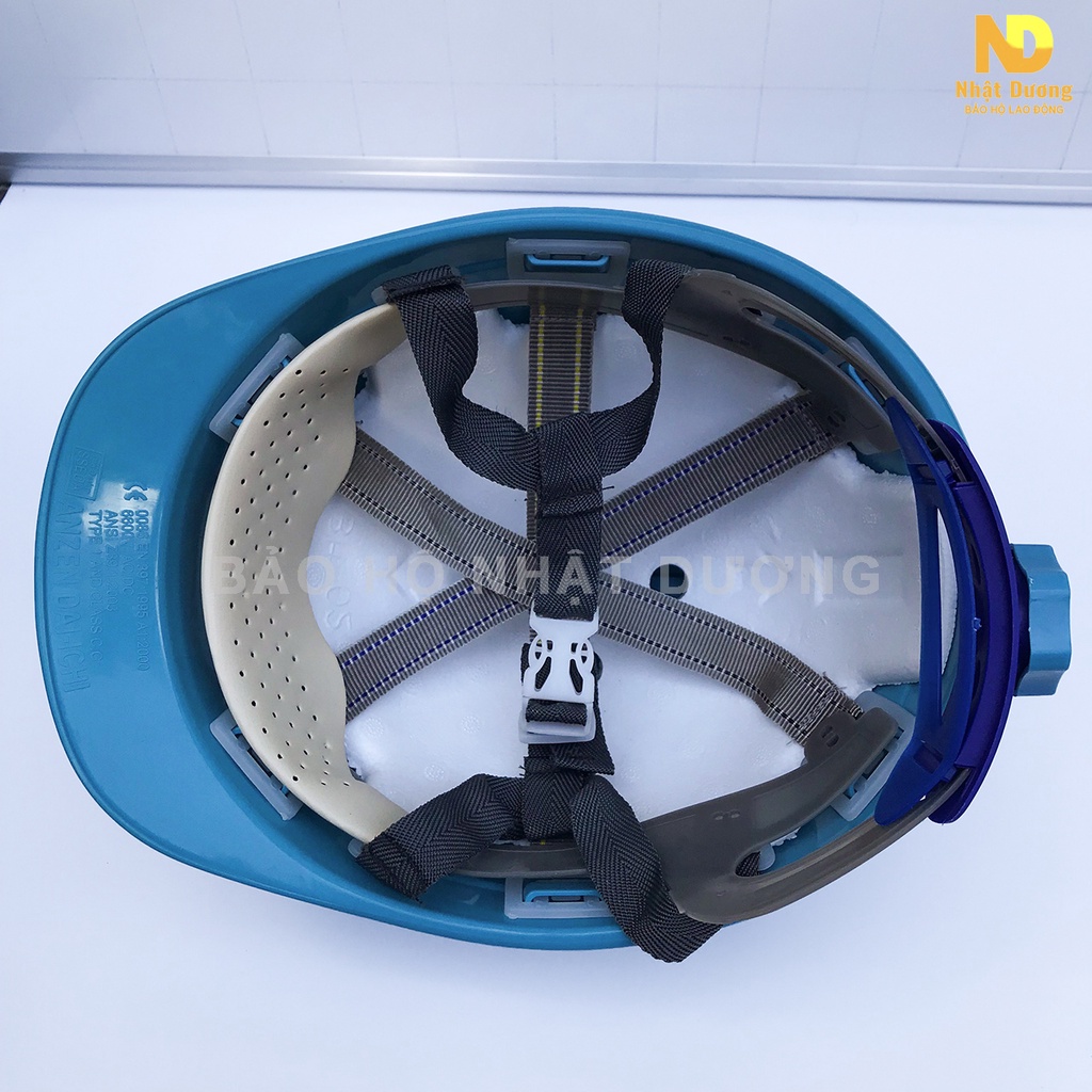 Mũ bảo hộ lao động khóa vặn màu xanh biển HPS1, Nón bảo hộ lao động lót xốp Nhật Dương