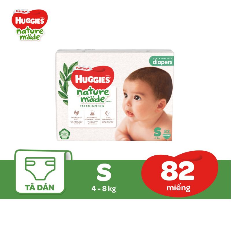 BỈM HUGGIES NATURE MADE CAO CẤP CÁC SIZE NB60/S82/M64/L54/XL44/XXL26