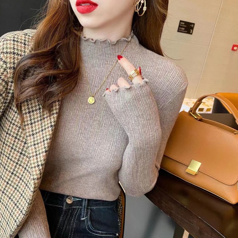 Áo Len Tay Dài Cổ Cao Thời Trang Dành Cho Nữ