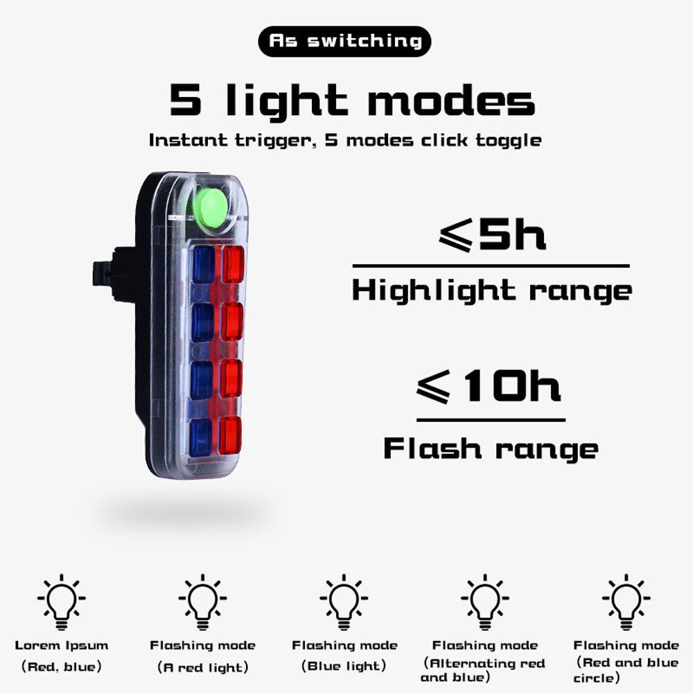 Đèn Led SMD Hai Màu Di Động 5 Chế Độ Sáng Gắn Đuôi Xe Đạp