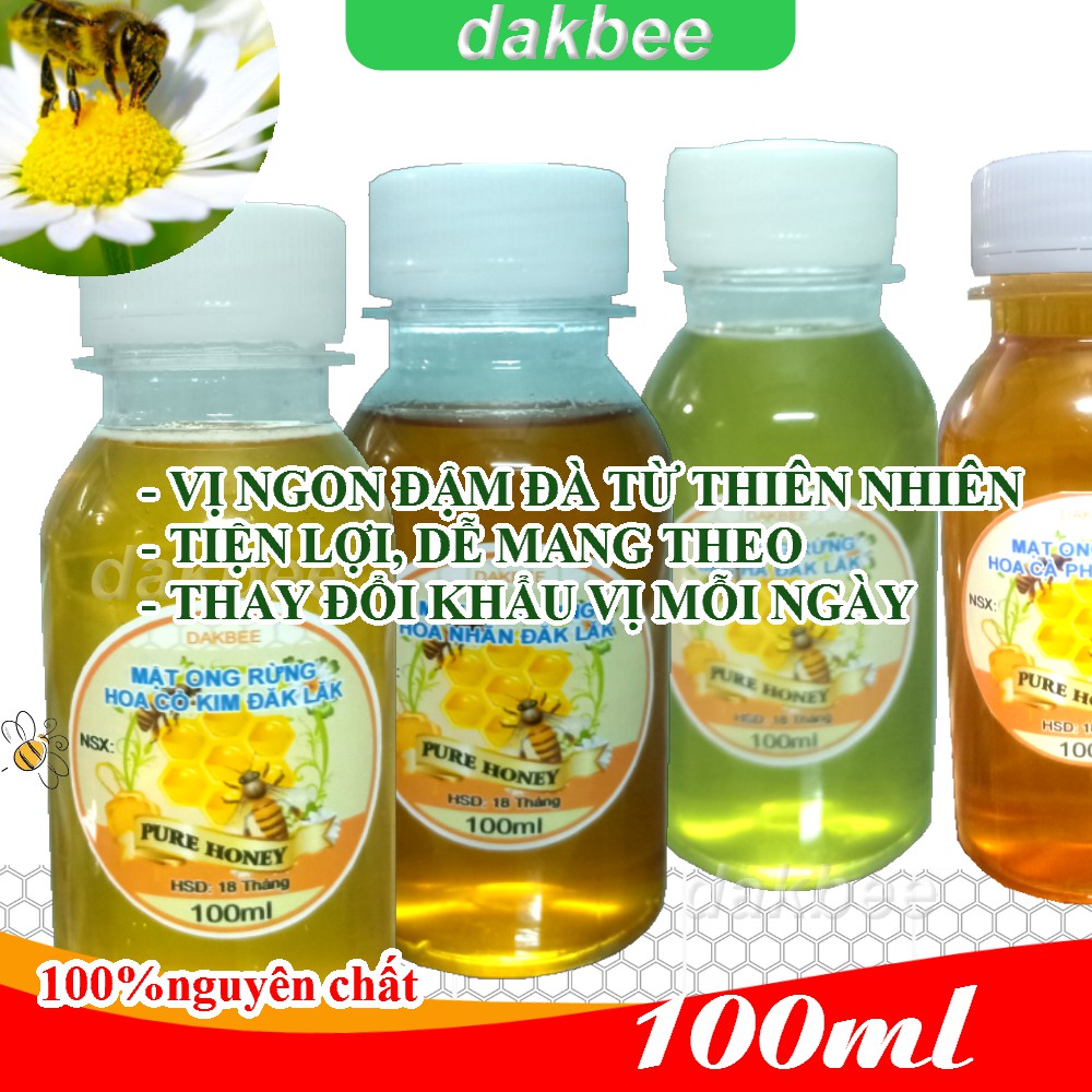 [COMBO] 4 x 100ml các loại mật ong hoa cà phê - bạc hà - cỏ kim - nhãn, tăng cường sức đề kháng cơ thể