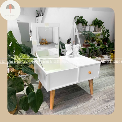 Bàn trang điểm màu trắng ngồi bệt  MIỄN SHIP bàn phấn mini có gương gỗ MDF cao cấp chịu lực cao