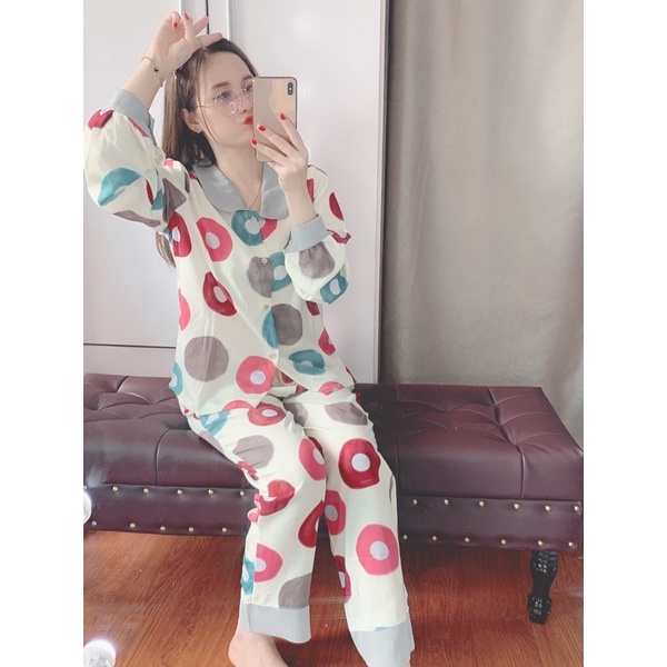 Đồ Bộ Pijama LụaBộ Lụa Pijama Áo Cộc-Quần SoocChất Liệu Lụa Latin Cao Cấp Mát Lịm