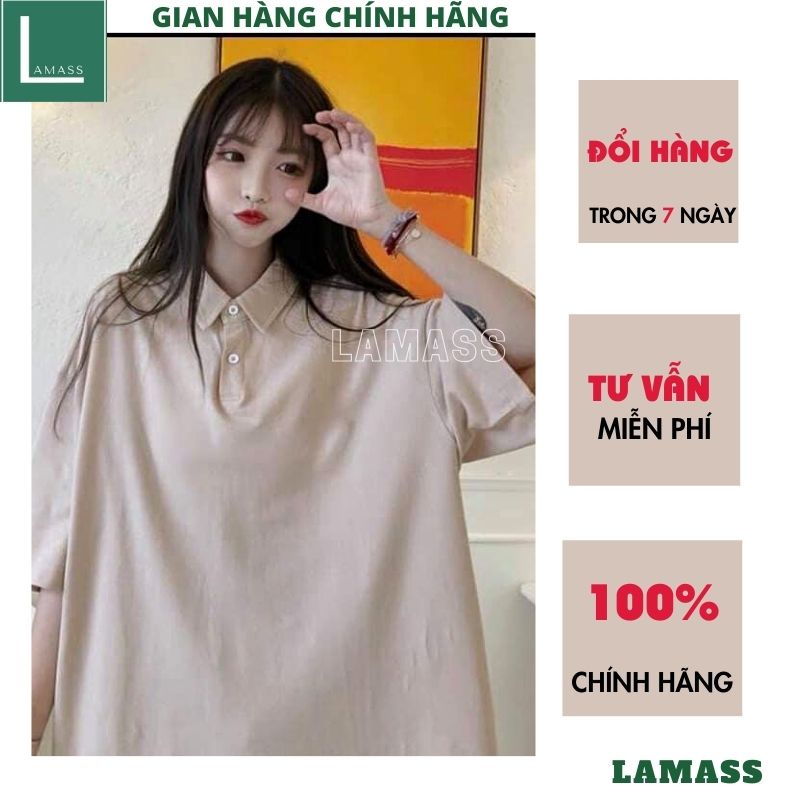 Áo polo tay lỡ form rộng kute bánh bèo ,áo thun cổ đức unisex chất cottong mát lạnh thấm hút mồ hôi -LAMASS