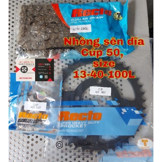 Nhông sên dĩa cúp 50 Recto. thông số ; 13/40/100L