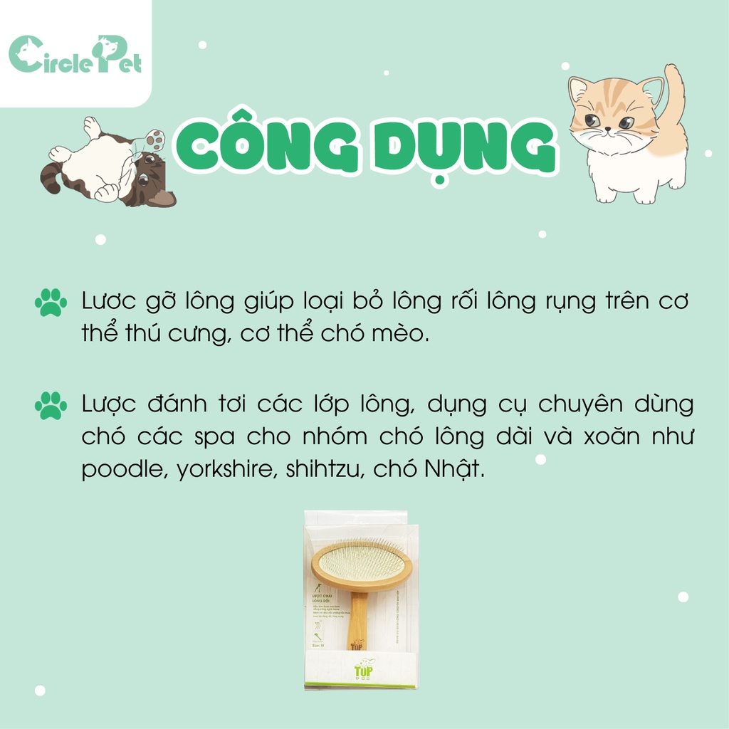 Lược Gỡ Rối Lông Chó Mèo Venus TopDog Chải Mượt Lông Có Lớp Cao Su Đệm Khí - Circle Pet