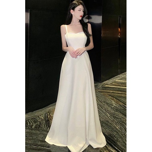 Đầm Dự Tiệc Màu Trắng Dáng Dài Sang Trọng Thanh Lịch Dành Cho Nữ